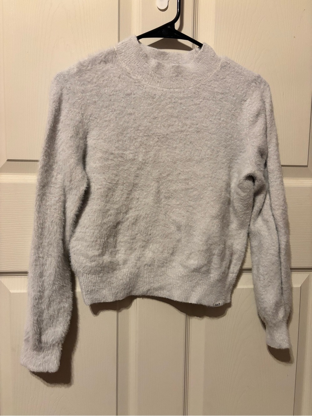 Abercrombie & Fitch Light Gray Fuzzy Mock Neck Sweater